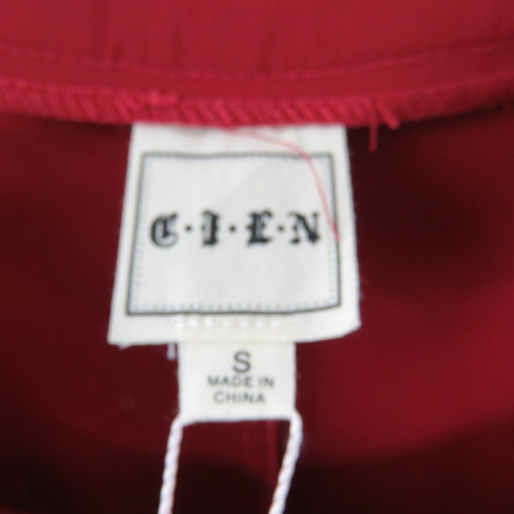 Cien Red Wide Leg Pleated Dress Pants Size Small High Rise Trousers - Picture 6 of 7